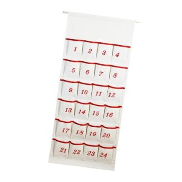 Imagem de Vaveren Calendário do Advento de Natal com 24 dias e bolsos, bolsa organizadora para pendurar na parede, ideal para decoração de casa, porta, cabeceira ou, Vermelho