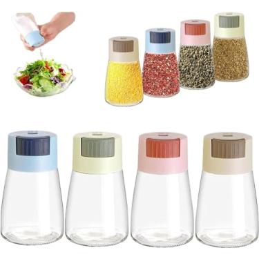 Imagem de Sal e Pimenta Dispensadores Tipo Push com Quantificação Precisa Dispensador de Tempero Medido Pressão Especiarias Cada 0 5g Design Recarregável Alta Capacidade Mantém as Frescas Secas Fácil Limpar Enc