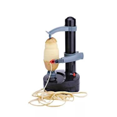 Imagem de Descascador de Batata Elétrico com 2 Lâminas - Máquina Automática Rotativa para Cortar Frutas e Legumes Ferramenta Descascamento Cozinha Fatiador Manual Multifuncional