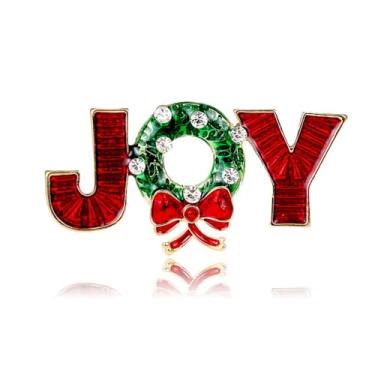 Imagem de RLHRNDE Broche de cristal de strass de Natal para mulheres homem elegante chapéu de Natal sino boneco de neve gato guirlanda luva rena anjo botas pinos moda brilhante combinando joias de Natal