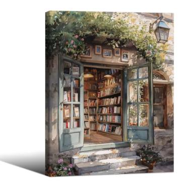 Imagem de Old Antique Library Poster Book Store Reading Canvas Wall Art 30,5 x 40,6 cm emoldurado vintage estudioso pinturas botânicas impressões estéticas galeria livraria decoração de parede