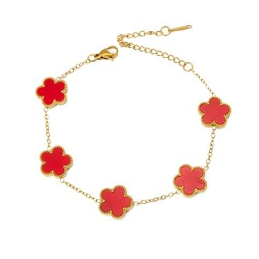 Imagem de CJL CANKIRA Pulseira feminina com pingente de trevo banhado a ouro 18K - joia de trevo de quatro folhas, presente moderno para ela em aço inoxidável, Medium, Aço inoxidável, Sem Pedra Preciosa