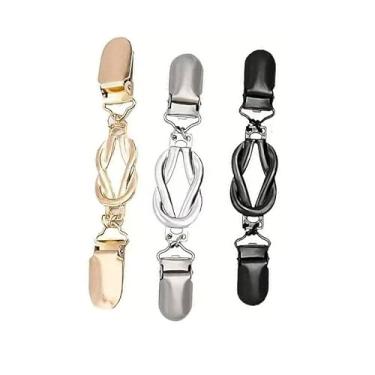 Imagem de Msiud Clipe de cintura para vestido, pacote com 3 clipes de xaile retrô de liga metálica, alfinetes de roupas para camisa de cardigã, acessório de aperto de roupas que definem a cintura, dourado