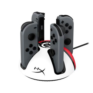 Imagem de HyperX ChargePlay Quad 2: Adaptador de Carregamento para Controles de Nintendo Switch - 4 Portas USB - Carregamento Rápido - Vermelho, Branco e Preto