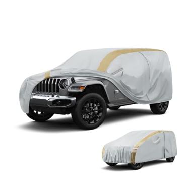 Imagem de Capa de carro SUV personalizada para Jeep Wrangler 4 portas (2007-2025), capa impermeável para carro, capa resistente, cobertura completa ao ar livre, proteção solar UV, todos os climas para
