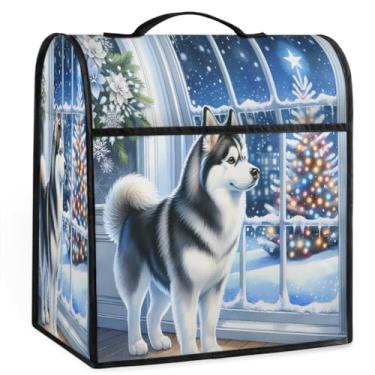 Imagem de Árvore de Natal cão bonito cozinha auxiliar mixers capa para batedeira 6-8 litros auxílio de cozinha resistente à poeira armazenamento capas de eletrodomésticos para máquina misturadora decoração de