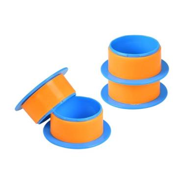 Imagem de shamjina Dispensador de filme stretch manual leve com 4 alças protetoras para paletes, ideal para lojas e residências, 76mm, Laranja Azul