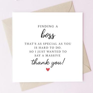 Imagem de TEEMI - Cartão de felicitações Thank You Boss com envelope - Finding a Boss Appreciation Card - Cartolina quadrada premium de 300 g/m² 12 x 12 cm - Cartão de mensagem interno em branco