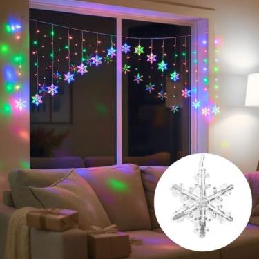 Imagem de Cortina 152 Led 4m 16 Flocos De Neve Fio Transparente 110v - Top Natal