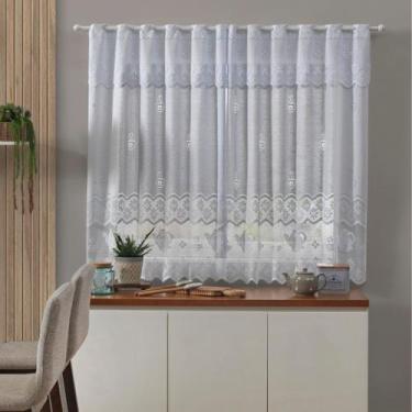 Imagem de Cortina de Cozinha em Renda Bule 2,20m x 1,20m + 30cm - Interlar, Bran