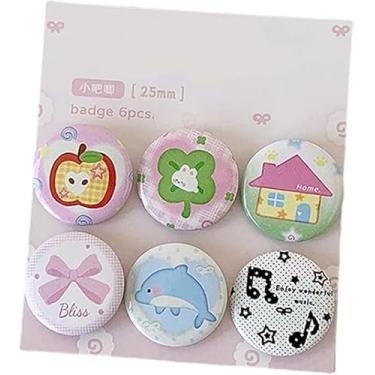 Imagem de 6 peças de alfinetes de desenho animado mini alfinetes de acrílico botão bonito crachá DIY decorativo para mulheres homens mochila roupas bolsas moletons chapéus jaquetas, Small, Metal, Sem Pedra