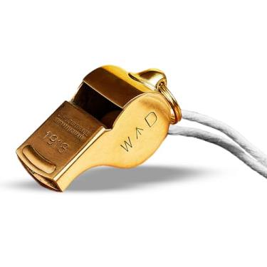 Imagem de Apito de latão com laço para chaveiro - Apito alto de 114 dB para treinadores, árbitros, professores, caminhantes e equipamentos policiais - Design autêntico de oficial de artilharia da Primeira