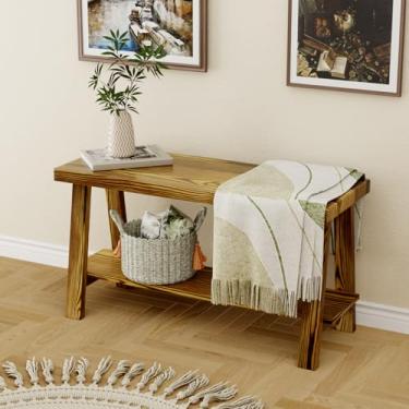 Imagem de Delywh Banco de entrada de casa de fazenda de 76 cm de madeira maciça com armazenamento de sapatos, banco de madeira rústica para quarto, corredor, porta da frente, sala de estar, cozinha de jantar