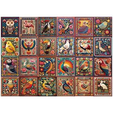 Imagem de Quebra-cabeça de coleção de pássaros coloridos de 1000 peças