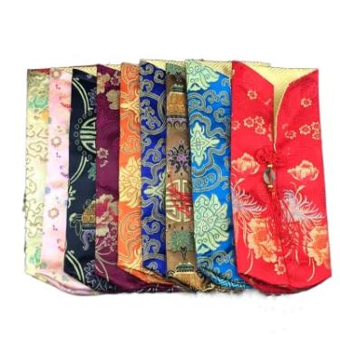 Imagem de Capas decorativas para garrafas de vinho brocado de seda com nó chinês bolsas de tecido atacado casamento Natal vinho tinto roupas vestidos (serve para garrafa de 750 ml (altura 11,4 L 20,1 cm