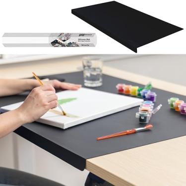 Imagem de NEOZENSE Tapete de Silicone Extra Grande para Bancada com Proteção de Borda, Tapete Resistente ao Calor, Multiuso, Preto, 91.4 cm x 61 cm, 1.4 mm