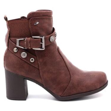 Imagem de Bota Dakota Cano Curto Salto Bloco Tira Brilho DA971, Café, 36