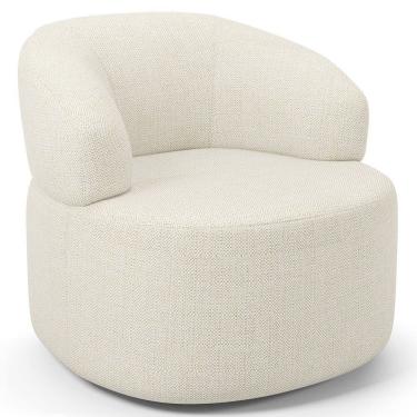 Imagem de Poltrona Giratória Orgânica Para Sala de Estar Living Helena L02 Linho Champagne - Lyam Decor