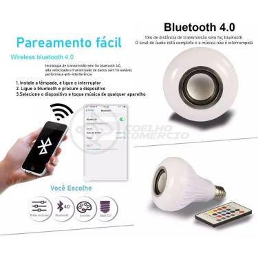 Imagem de Lâmpada Led 12W E27 Rgb Colorida Com Caixa De Som Bluetooth