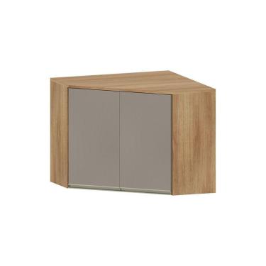 Imagem de Armário Aéreo Canto Diagonal 1 Porta Diana Luciane Móveis Avelã/fumê