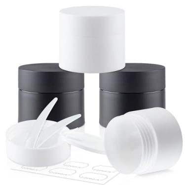 Imagem de Recipientes de viagem para cremes, mini frascos de loção recarregáveis de plástico com tampas para artigos de higiene pessoal, pequenos frascos de creme de viagem à prova de vazamento para rosto