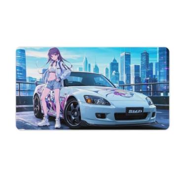 Imagem de HouLaiZhe Anime JDM S2000 Girl City Skyline Gaming Mouse Pads JDM Car Desk Pads Grandes Mousepads para teclado de mesa, computador Mat40X75 cm