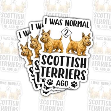 Imagem de Adesivos de vinil com 3 peças I was Normal 2 Scottish Terriers Ago (I was Normal 2 Scottish Terriers Ago), adesivos de vinil para laptop, caderno, garrafa de água, para-choque de carro, presente para