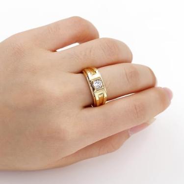 Imagem de Anel solitário de banda larga de 8 mm para homens ou mulheres - anel unissex de zircônia cúbica para marido ou esposa, presente de aniversário de aniversário YC6573, Latão Zircônia cúbica, Sem pedra