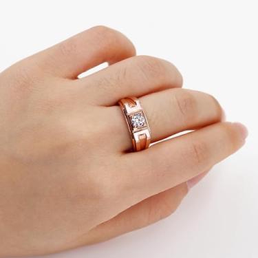 Imagem de Anel solitário de banda larga de 8 mm para homens ou mulheres - anel unissex de zircônia cúbica para marido ou esposa, presente de aniversário de aniversário YC6573, Latão Zircônia cúbica, Sem pedra