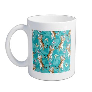 Imagem de Caneca Xícara de Café Porcelana 300ml Com Desenho Borboletas Coloridas