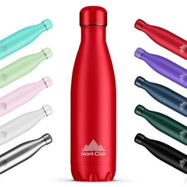 Imagem de Mont-Clair Garrafa de água de aço inoxidável l'O, isolada a vácuo, sem BPA, bebidas quentes 12h e frias 24h, garrafa de água de metal 500 ml, à prova de vazamento, ideal para adultos, crianças