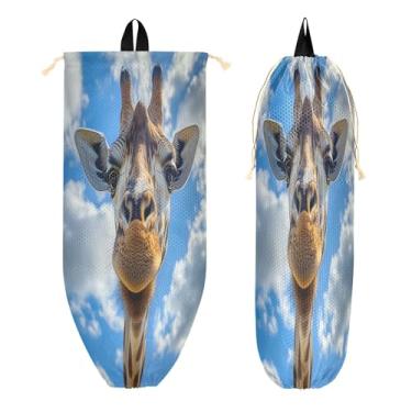 Imagem de xigua Suporte de parede de girafa de plástico com cordão 1 pacote, organizador de sacolas de compras reutilizável para bolsas, meias, roupas íntimas e gravatas
