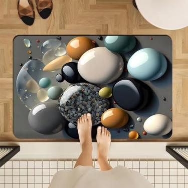 Imagem de Tapete de Microfibra Antiderrapante para Banheiro e Porta de Entrada – Secagem Rápida e Macio (5D Pedra B)