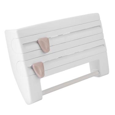 Imagem de Generic Rack de Filme Plástico para Cozinha Cortador de Folha de Armazenamento Organizado Montado na Parede para Cozinha Moderna, Suporte de Armazenamento Conveniente para Folha de Alumínio e Toalha