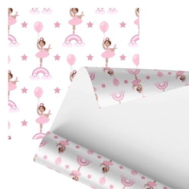 Imagem de Papel de Parede Decorativo Infantil, Bailarina Rosa com Estrelas e Balões, 2,80