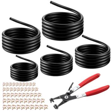 Imagem de Meonum 3 m, 5 tamanhos - 1/8 3/16 0,22 1/4 5/16 ID Linha de combustível com alicate de braçadeira de mangueira e 50 braçadeiras mangueira de tubo de gás compatível com tratores de snowmobile carrinho