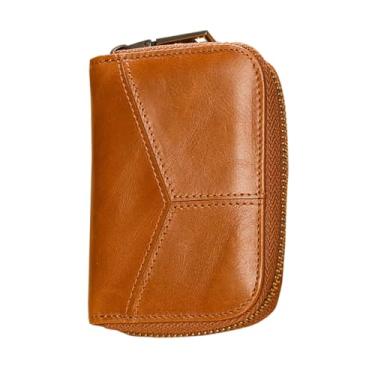 Imagem de Bolsa organizadora compacta multifuncional genuína para moedas, porta-cartões marrom elegante adequada para uso diário