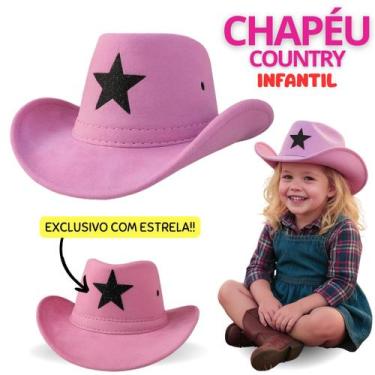 Imagem de Chapéu Country Feminino Adulto Infantil com Estrela Rodeio Festa Junin