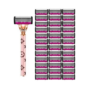 Imagem de Depilador Manual Feminino De 6 Lâminas Para Remoção De Pelos Do Rosto,