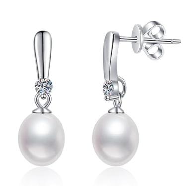 Imagem de Rostisla Brincos de pérola S925 prata pura natural de água doce estilo Daifei temperamento de alta qualidade design de orelha 0,2 quilates D-color moissanite brincos de pérola