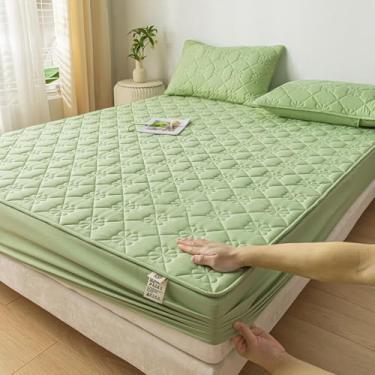 Imagem de Lençol de cama respirável, capa de colchão impermeável, roupa de cama luxuosa, bolso extra profundo, antiderrapante, lavável, bolso profundo, fácil instalação, para estação verde||180 x 200 cm +