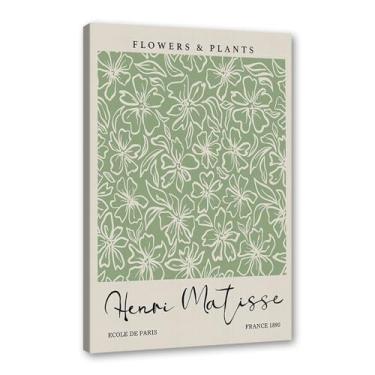 Imagem de Arte de parede verde sálvia Matisse William Morris Bauhaus Impressão floral abstrata Mercado de Flores Cartaz Picasso Estética Decoração de Parede para Sala de Estar (SKU6,12 x 45,7 cm = (30 x 45 cm