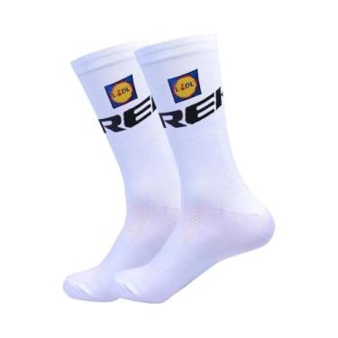 Imagem de Meias De Ciclismo Unissex Adulto Brancas Leves Em Malha Antiderrapante