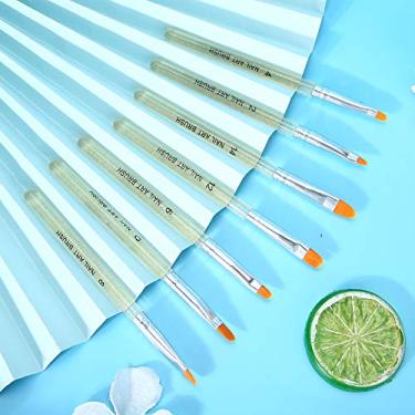 Imagem de Cryfokt Conjunto de Pincéis Transparentes para Arte Em Unhas, 7 Peças, Nylon Resistente, Pintura de Unhas, Desenho, Caneta Gel Uv para Uso Doméstico (Ouro)