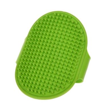 Imagem de Escova de massagem de banho para cães com cerdas macias para limpeza e lavagem de xampu, variante verde