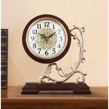 Imagem de Relógios de cornija, relógio de mesa vintage retrô decorativo sem tique-taque, ponteiro de segundos de varredura, numerais de quartzo, mesa de cabeceira A
