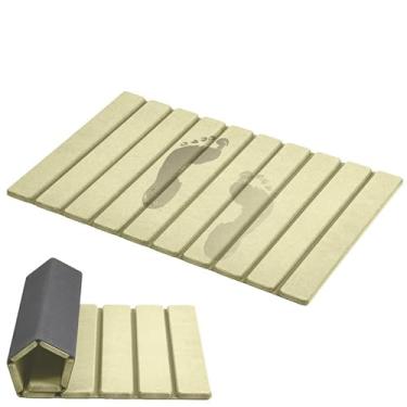 Imagem de AWW Tapete de banho de pedra dobrável, tapete antiderrapante de secagem rápida, compacto, bege