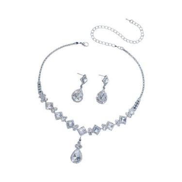 Imagem de Conjunto De Brincos Em Cristal Burgundy Com Pingente De Gota d'Água E 