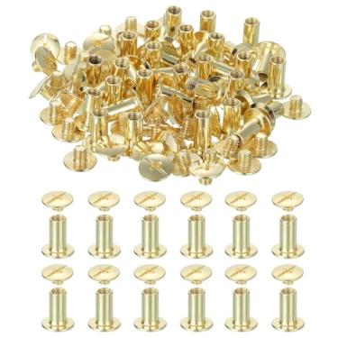 Imagem de PATIKIL Parafusos Chicago de 15 mm, rebites de couro, conjunto de 60 rebites de couro, parafusos sortidos, kit para artesanato em couro faça você mesmo, encadernação, decoração, reparo, cinto, bolsa