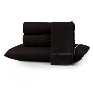 Imagem de Conjuntos de Roupas de Cama 400 fios Casal Queen Box com elástico Extra macio suave Berço Solteiro e King(TABACO,QUEEN)